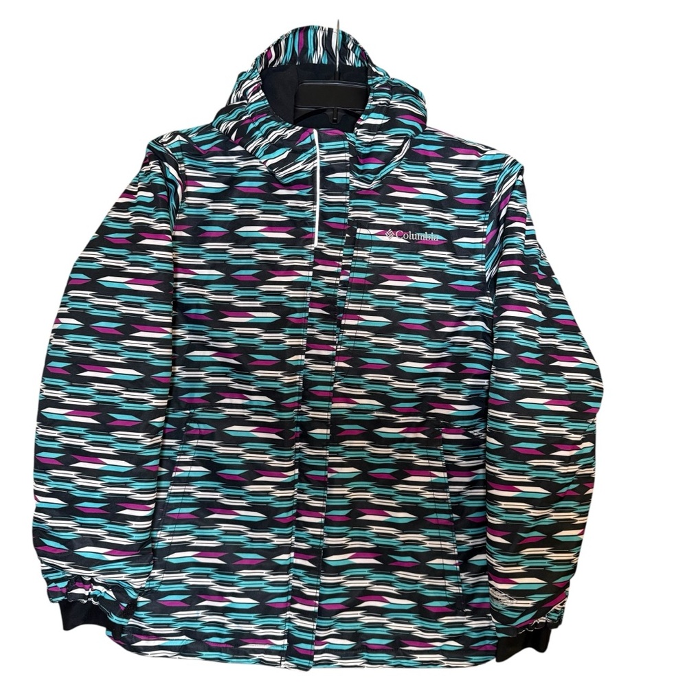 Youth Columbia Sportswear Teal/White/Fuchsia Hooded Winter Coat Size L EUC